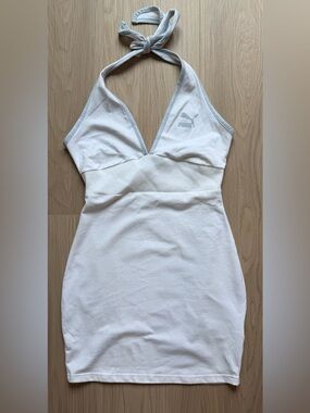 Puma White Halter V-Neck Slip Dress